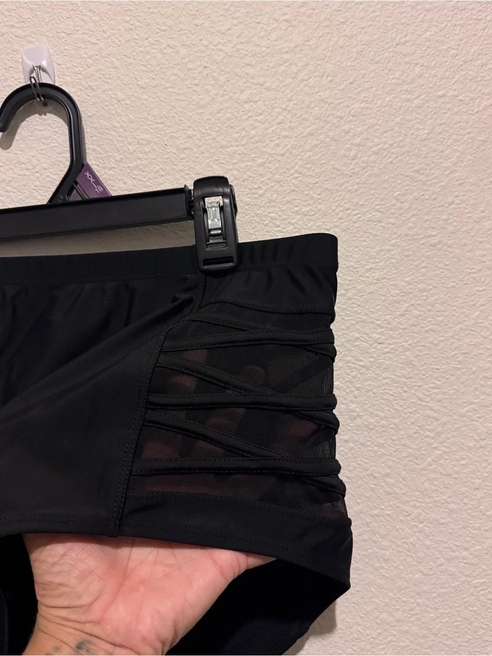 torrid Black High-Waist Bikini Bottom with Side Mesh Straps